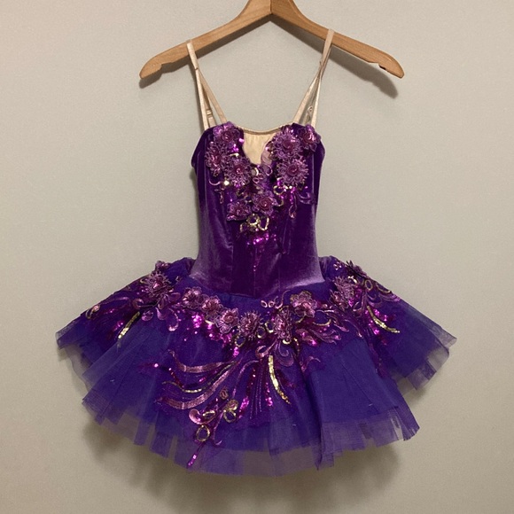Costume Gallery Childs Large 10-14 Purple Professional Ballerina Tutu Leotard